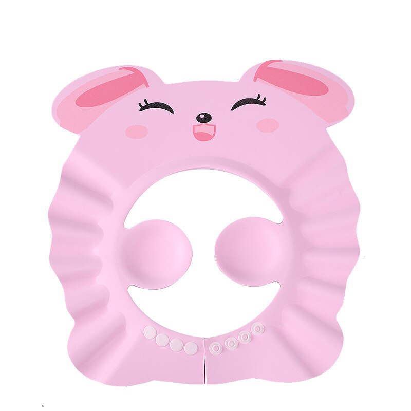 Cute Cartoon Baby Shower Cap Newborn Adjustable Hair Wash Hat Infant Ear Protection Safe Kids Shampoo Shield Bath Head Cover 1pc