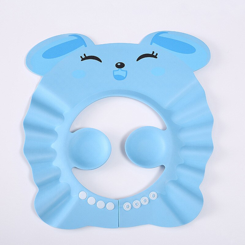 Cute Cartoon Baby Shower Cap Newborn Adjustable Hair Wash Hat Infant Ear Protection Safe Kids Shampoo Shield Bath Head Cover 1pc