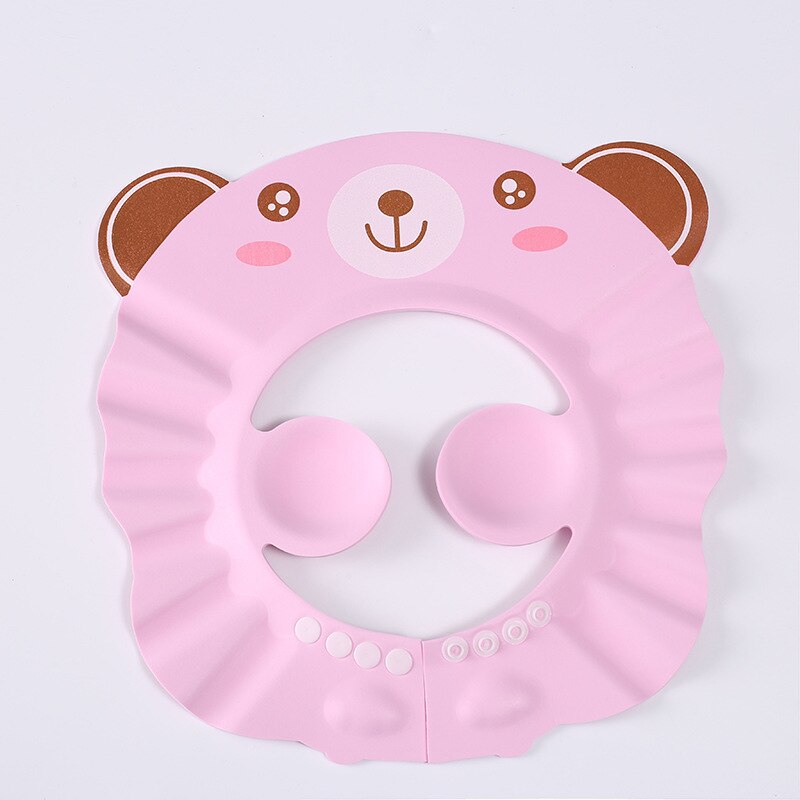 Cute Cartoon Baby Shower Cap Newborn Adjustable Hair Wash Hat Infant Ear Protection Safe Kids Shampoo Shield Bath Head Cover 1pc