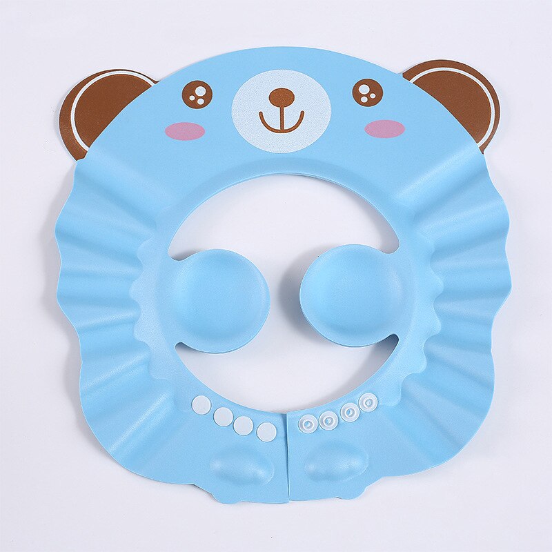 Cute Cartoon Baby Shower Cap Newborn Adjustable Hair Wash Hat Infant Ear Protection Safe Kids Shampoo Shield Bath Head Cover 1pc