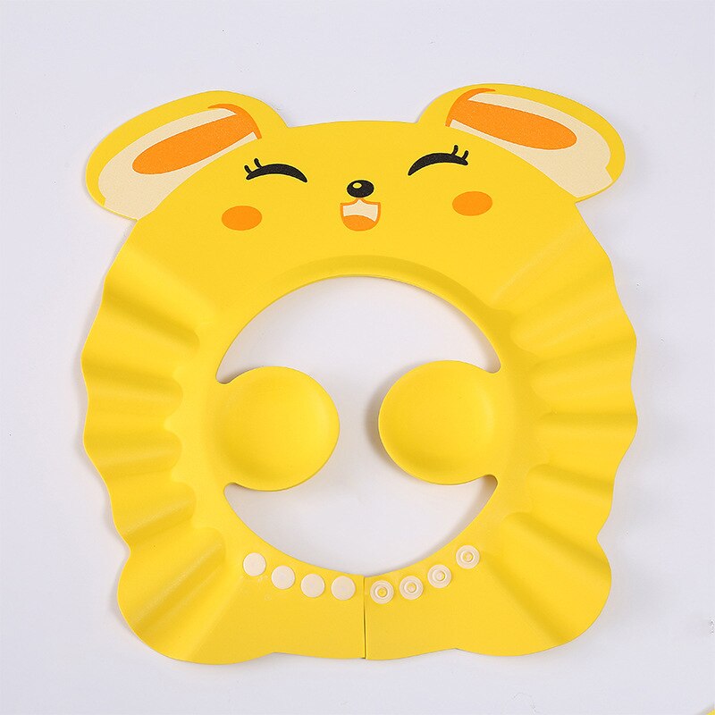 Cute Cartoon Baby Shower Cap Newborn Adjustable Hair Wash Hat Infant Ear Protection Safe Kids Shampoo Shield Bath Head Cover 1pc