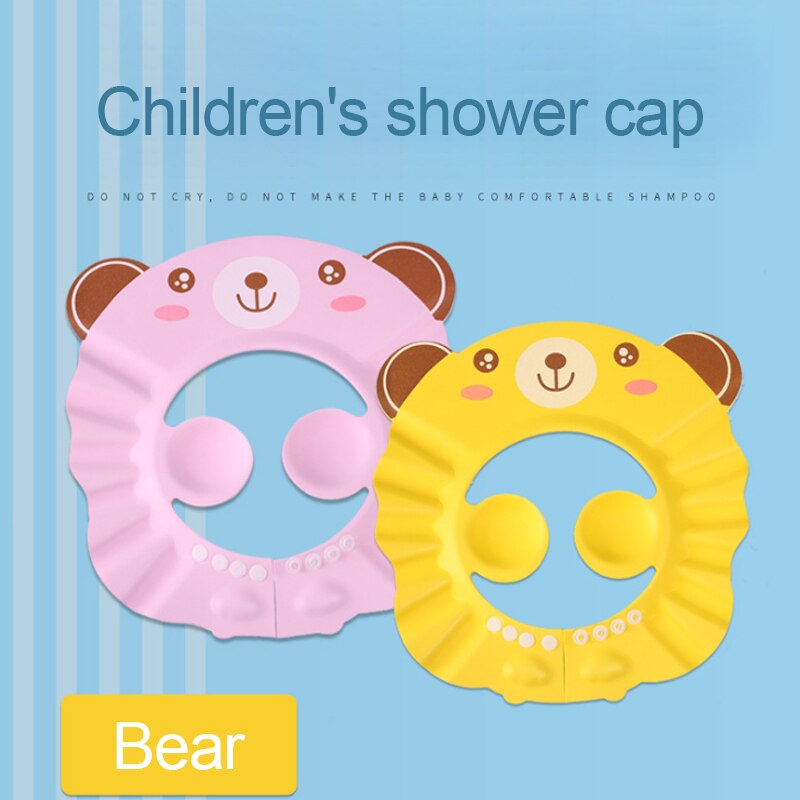 Cute Cartoon Baby Shower Cap Newborn Adjustable Hair Wash Hat Infant Ear Protection Safe Kids Shampoo Shield Bath Head Cover 1pc