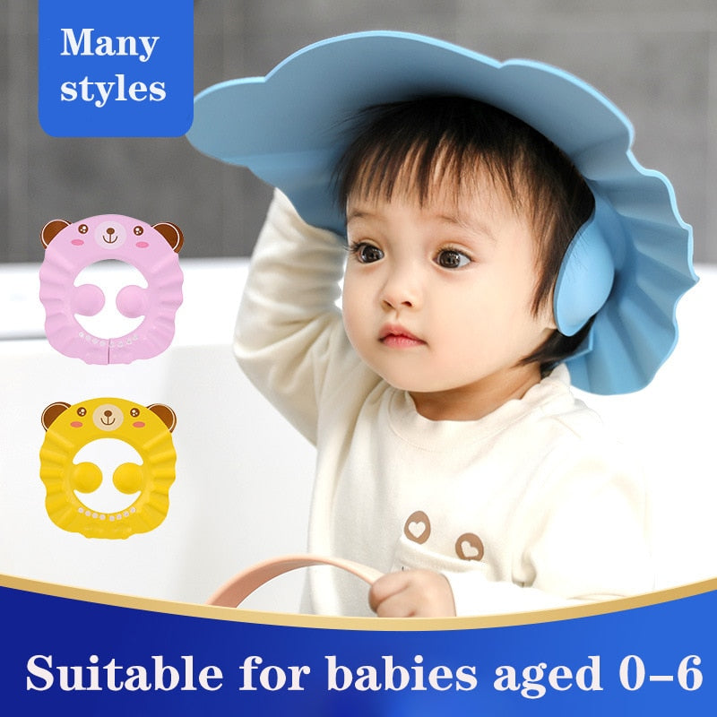 Adjustable Baby Shower Hat Toddler Kids Shampoo Bathing Shower Cap Wash Hair Shield Newborns Shower Accessories Baby Care