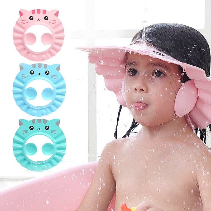 Baby Shower Cap Adjustable Hair Wash Hat for Newborn Infant Ear Protection Safe Children Kids Shampoo Shield Bath Head Cover